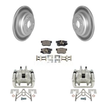 Rear Brake Caliper Coat Rotor Semi-Metallic Pad Kit For 2010-2011 Honda Accord Crosstour KCG-100284P