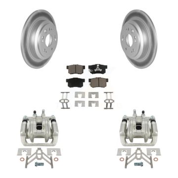 Rear Disc Brake Caliper Coat Rotors Ceramic Pad Kit For 2010-2011 Honda Accord Crosstour KCG-100285C