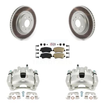 Front Brake Caliper Coat Rotor Ceramic Pad Kit For Kia Rio LX EX With 14" Factory Wheels KCG-100289N