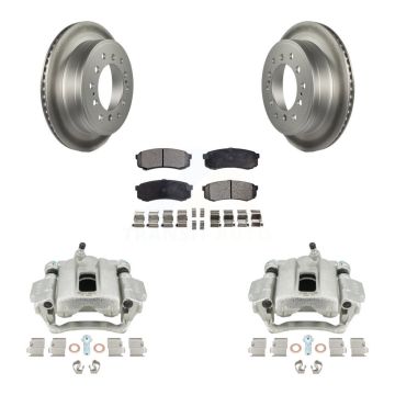 Rear Disc Brake Caliper Coat Rotors Semi-Metallic Pad Kit For Toyota 4Runner Lexus GX460 KCG-100289P