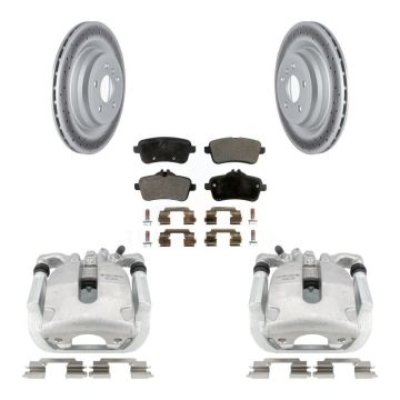 Rear Brake Caliper Coat Rotor Ceramic Pad Kit For Mercedes-Benz ML350 With Sport Package KCG-100293T