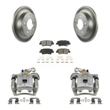 Rear Disc Brake Caliper Coated Rotor And Semi-Metallic Pad Kit For Hyundai Elantra Coupe KCG-100294S