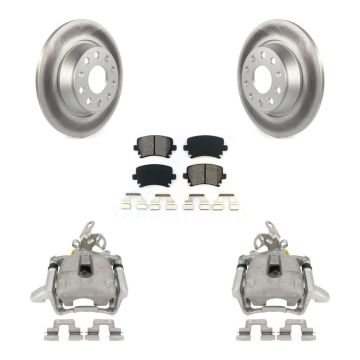 Rear Brake Caliper Coat Rotor & Semi-Metallic Pad Kit For Volkswagen GTI Audi A3 Quattro KCG-100301S
