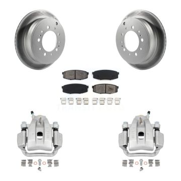 Rear Disc Brake Caliper Coated Rotor And Semi-Metallic Pad Kit For Toyota Tundra Sequoia KCG-100302S