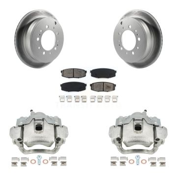 Rear Brake Caliper Coat Rotors Semi-Metallic Pad Kit For Lexus LX570 Toyota Land Cruiser KCG-100303S