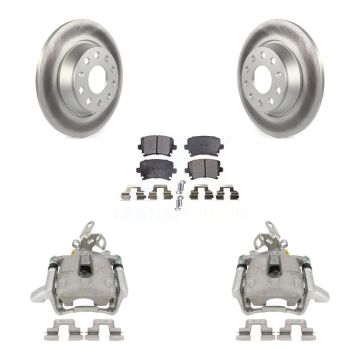 Rear Brake Caliper Coat Rotor & Semi-Metallic Pad Kit For Volkswagen GTI Audi A3 Quattro KCG-100309P