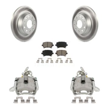 Rear Disc Brake Caliper Coat Rotors & Ceramic Pad Kit For Volkswagen GTI Audi A3 Quattro KCG-100310C