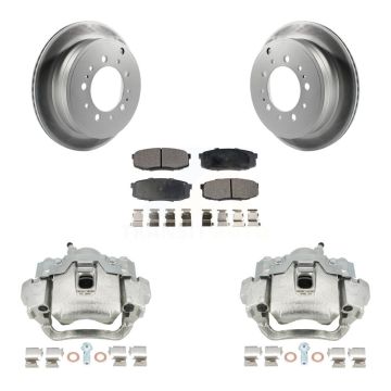 Rear Brake Caliper Coat Rotors Semi-Metallic Pad Kit For Lexus LX570 Toyota Land Cruiser KCG-100311P