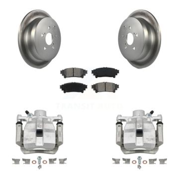 Rear Brake Caliper Coat Rotor Semi-Metallic Pad Kit For Toyota Sienna Lexus RX350 RX450h KCG-100311S