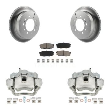 Rear Disc Brake Caliper Coat Rotor & Ceramic Pad Kit For Lexus LX570 Toyota Land Cruiser KCG-100312C