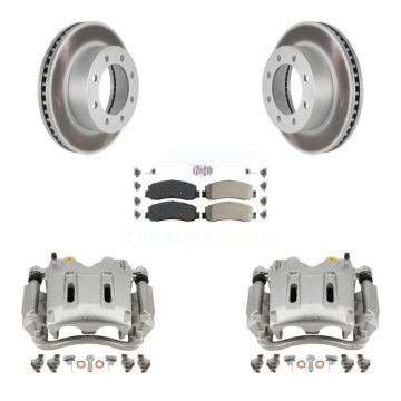 Front Brake Caliper Coat Rotor Semi-Metallic Pad Kit For Ford F-350 Super Duty F-250 4WD KCG-100312N