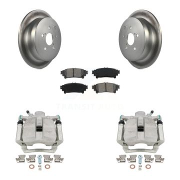 Rear Brake Caliper Coat Rotor & Semi-Metallic Pad Kit For Toyota Sienna Highlander Lexus KCG-100312S