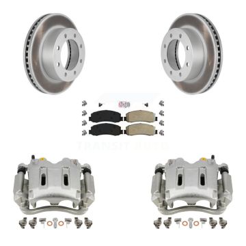 Front Brake Caliper Coat Rotor Semi-Metallic Pad Kit For Ford F-250 Super Duty F-350 4WD KCG-100313N