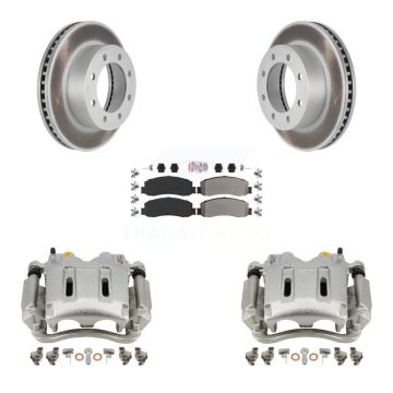Front Brake Caliper Coat Rotor Semi-Metallic Pad Kit For Ford F-250 Super Duty F-350 4WD KCG-100314N
