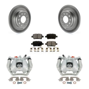 Rear Brake Caliper Coat Rotor & Ceramic Pad Kit For Chevrolet Equinox GMC Terrain Malibu KCG-100316T