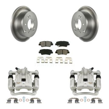 Rear Disc Brake Caliper Coated Rotors And Semi-Metallic Pads Kit For 2010-2013 Kia Soul KCG-100320S