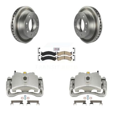 Front Brake Caliper Coat Rotor & Ceramic Pad Kit For GMC Chevrolet Sierra 2500 HD Savana KCG-100322N