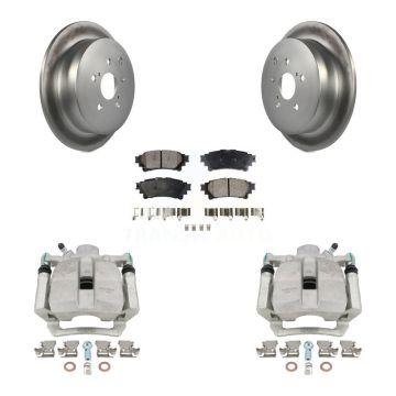Rear Brake Caliper Coat Rotor & Semi-Metallic Pad Kit For Toyota Sienna Highlander Lexus KCG-100322P
