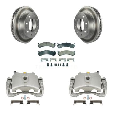 Front Brake Caliper Coat Rotor & Ceramic Pad Kit For GMC Chevrolet Sierra 2500 HD Savana KCG-100323N