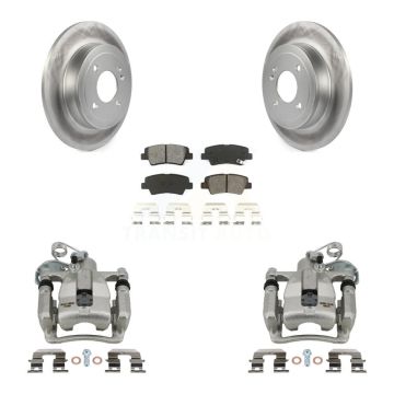 Rear Disc Brake Caliper Coat Rotors & Semi-Metallic Pad Kit For 2012-2016 Hyundai Accent KCG-100323S