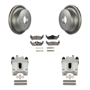 Rear Disc Brake Caliper Coated Rotors And Ceramic Pad Kit For Ford F-150 Lincoln Mark LT KCG-100324T