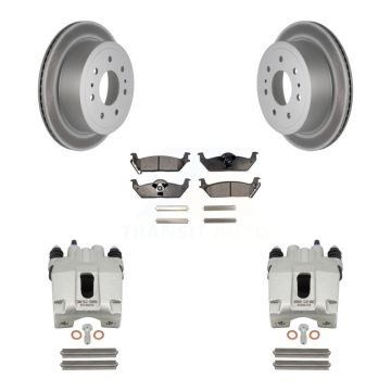 Rear Disc Brake Caliper Coated Rotors And Ceramic Pad Kit For Ford F-150 Lincoln Mark LT KCG-100325T