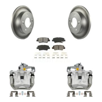 Rear Brake Caliper Coat Rotor And Semi-Metallic Pad Kit For Kia Hyundai Forte Elantra GT KCG-100327S