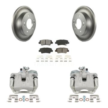 Rear Disc Brake Caliper Coated Rotors And Semi-Metallic Pads Kit For 2014-2016 Kia Soul KCG-100328S