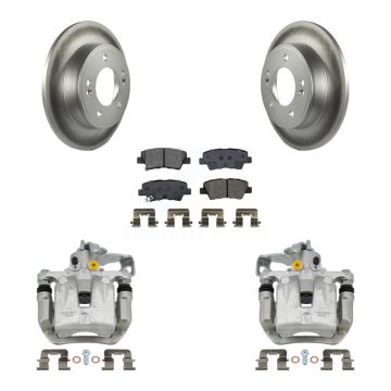Rear Disc Brake Caliper Coat Rotor Semi-Metallic Pad Kit For Hyundai Veloster Elantra GT KCG-100329S