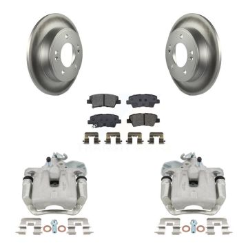 Rear Disc Brake Caliper Coated Rotors And Semi-Metallic Pads Kit For 2017-2018 Kia Soul KCG-100330S