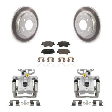Rear Disc Brake Caliper Coat Rotors & Ceramic Pad Kit For Hyundai Elantra Kia Niro Ioniq KCG-100330T