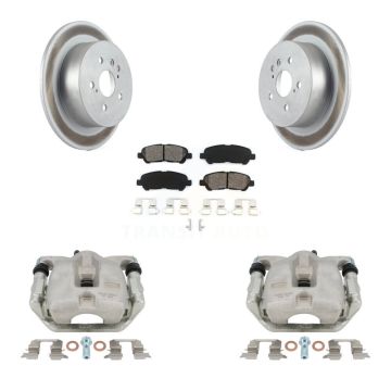 Rear Disc Brake Caliper Coat Rotor Semi-Metallic Pad Kit For 2008-2013 Toyota Highlander KCG-100331S