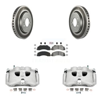 Front Brake Caliper Coat Rotor & Semi-Metallic Pad Kit For Ford F-150 Expedition Lincoln KCG-100332N