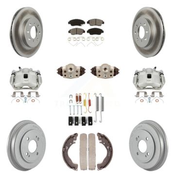Front Rear Brake Caliper Coat Rotor Drum Semi-Metallic Pad Shoes Cylinder Kit (11Pc) For KCG-100332S