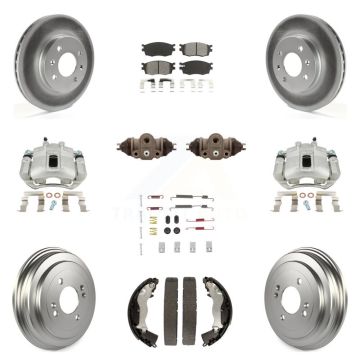 Front Rear Brake Caliper Coat Rotor Drum Semi-Metallic Pad Shoes Cylinder Kit (11Pc) For KCG-100333S
