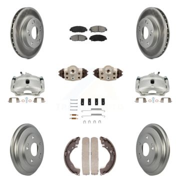 Front Rear Brake Caliper Coat Rotor Drum Semi-Metallic Pad Shoes Cylinder Kit (11Pc) For KCG-100334S