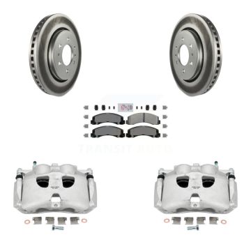 Front Disc Brake Caliper Coat Rotors & Semi-Metallic Pad Kit For Ford Expedition Lincoln KCG-100335N