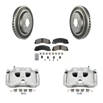 Front Brake Caliper Coat Rotor And Ceramic Pad Kit For Ford Expedition Lincoln Navigator KCG-100337N