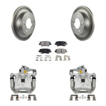 Rear Brake Caliper Coat Rotor And Semi-Metallic Pad Kit For Kia Hyundai Forte Elantra GT KCG-100337P