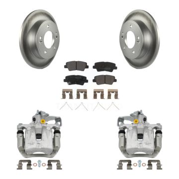 Rear Disc Brake Caliper Coat Rotor Semi-Metallic Pad Kit For Hyundai Veloster Elantra GT KCG-100339P