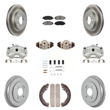 Front Rear Brake Caliper Coat Rotor Drum Semi-Metallic Pad Shoes Cylinder Kit (11Pc) For KCG-100339S
