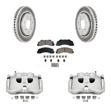 Front Brake Caliper Coat Rotors & Ceramic Pad Kit For 10-11 Ford F-150 With 7 Lug Wheels KCG-100340N