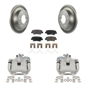 Rear Disc Brake Caliper Coated Rotors And Semi-Metallic Pads Kit For 2017-2018 Kia Soul KCG-100340P