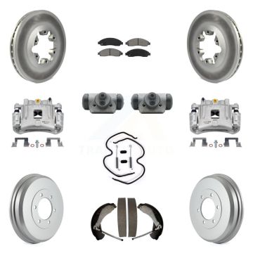 Front Rear Brake Caliper Coat Rotor Drum Semi-Metallic Pad Shoes Cylinder Kit (11Pc) For KCG-100340S