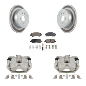 Rear Disc Brake Caliper Coat Rotor Semi-Metallic Pad Kit For 2008-2013 Toyota Highlander KCG-100341P