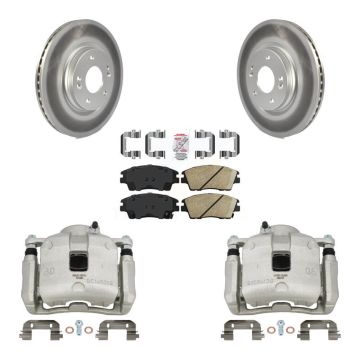 Front Disc Brake Caliper Coat Rotors And Ceramic Pad Kit For Hyundai Tucson Kia Sportage KCG-100343N