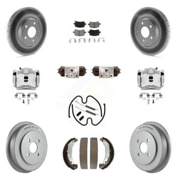 Front Rear Disc Brake Caliper Coated Rotor Drum Ceramic Pad Shoe Cylinder Kit (11Pc) For KCG-100345C