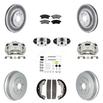Front Rear Brake Caliper Coat Rotor Drum Semi-Metallic Pad Shoes Cylinder Kit (11Pc) For KCG-100347S