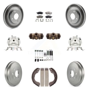 Front Rear Brake Caliper Coat Rotor Drum Semi-Metallic Pad Shoes Cylinder Kit (11Pc) For KCG-100349P