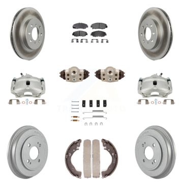 Front Rear Disc Brake Caliper Coated Rotor Drum Ceramic Pad Shoe Cylinder Kit (11Pc) For KCG-100350T